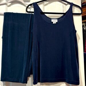 Chico’s Travelers Size 1 tank and pants set.  
India Ink blue 
Exc condition